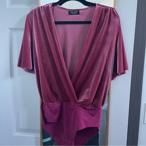 Zara pink velvet bodysuit - Picture 1 of 1